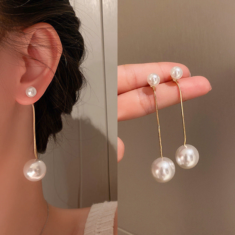 Elegant Pearl Hanging Korean Earrings – Stylish, Lightweight & Trendy Fashion Jewelry for Women golden